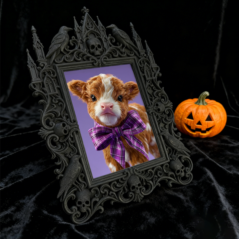 Luxe-dark Gothic Dark-style Photo Frame | Dark Calligraphy Paper Shop Decor, Photo Ornament, Wall-mountable & Tabletop, Practical Frame