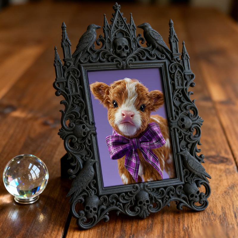 Luxe-dark Gothic Dark-style Photo Frame | Dark Calligraphy Paper Shop Decor, Photo Ornament, Wall-mountable & Tabletop, Practical Frame
