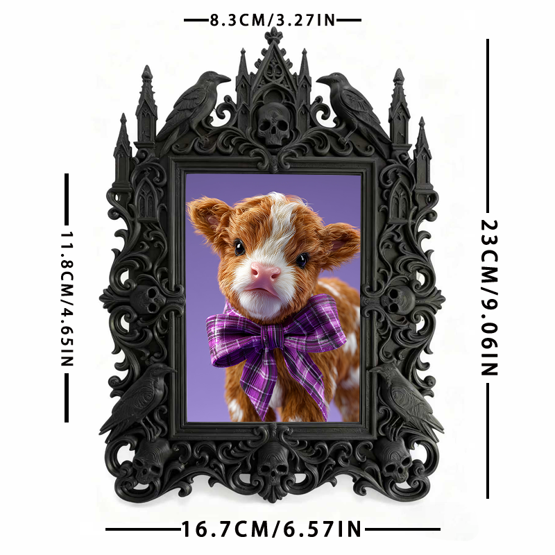 Luxe-dark Gothic Dark-style Photo Frame | Dark Calligraphy Paper Shop Decor, Photo Ornament, Wall-mountable & Tabletop, Practical Frame