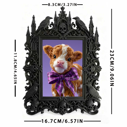 Luxe-dark Gothic Dark-style Photo Frame | Dark Calligraphy Paper Shop Decor, Photo Ornament, Wall-mountable & Tabletop, Practical Frame
