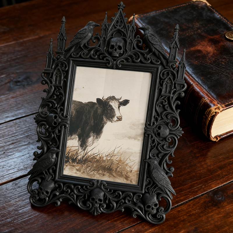 One-of-a-kind Gothic Dark-style Photo Frame | Witchy Herbal Bath Soak Shop Decor, Photo Ornament, Wall-mountable & Tabletop, Portable Frame