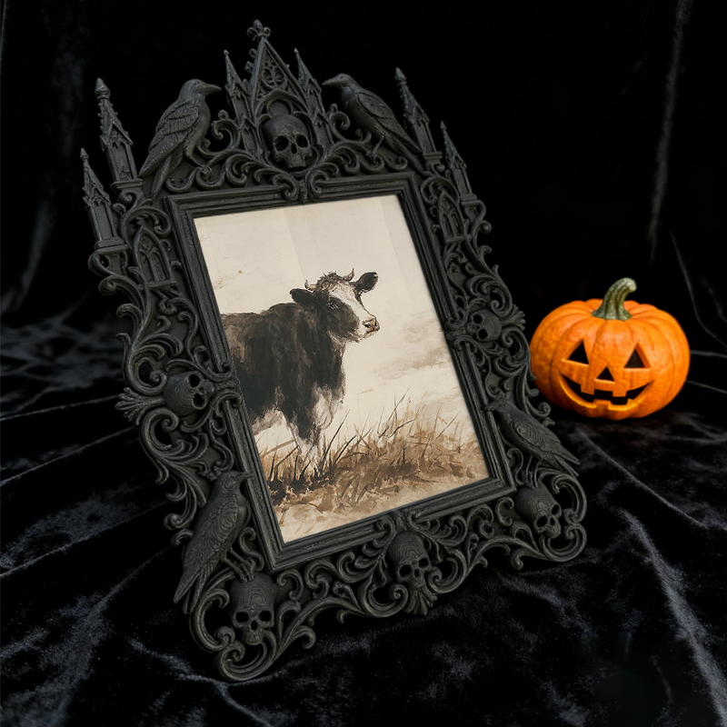 One-of-a-kind Gothic Dark-style Photo Frame | Witchy Herbal Bath Soak Shop Decor, Photo Ornament, Wall-mountable & Tabletop, Portable Frame