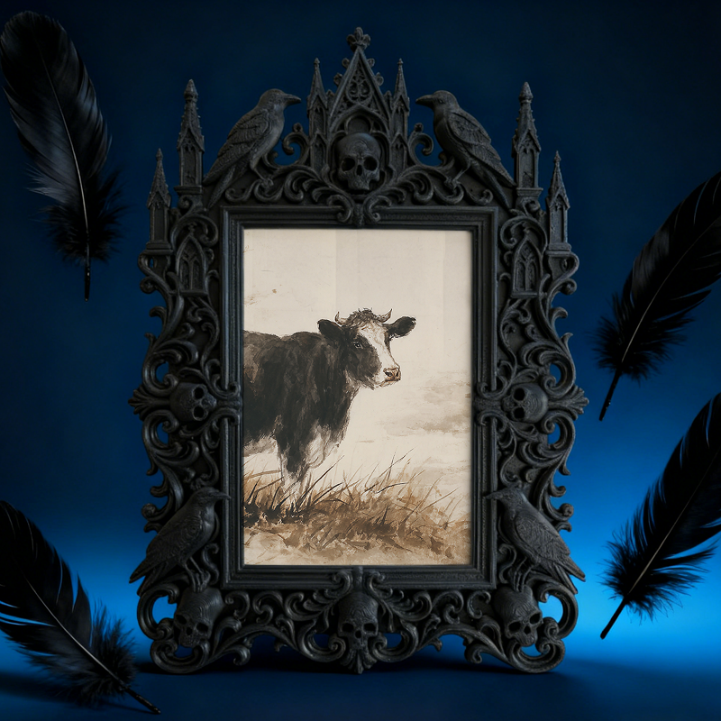 One-of-a-kind Gothic Dark-style Photo Frame | Witchy Herbal Bath Soak Shop Decor, Photo Ornament, Wall-mountable & Tabletop, Portable Frame