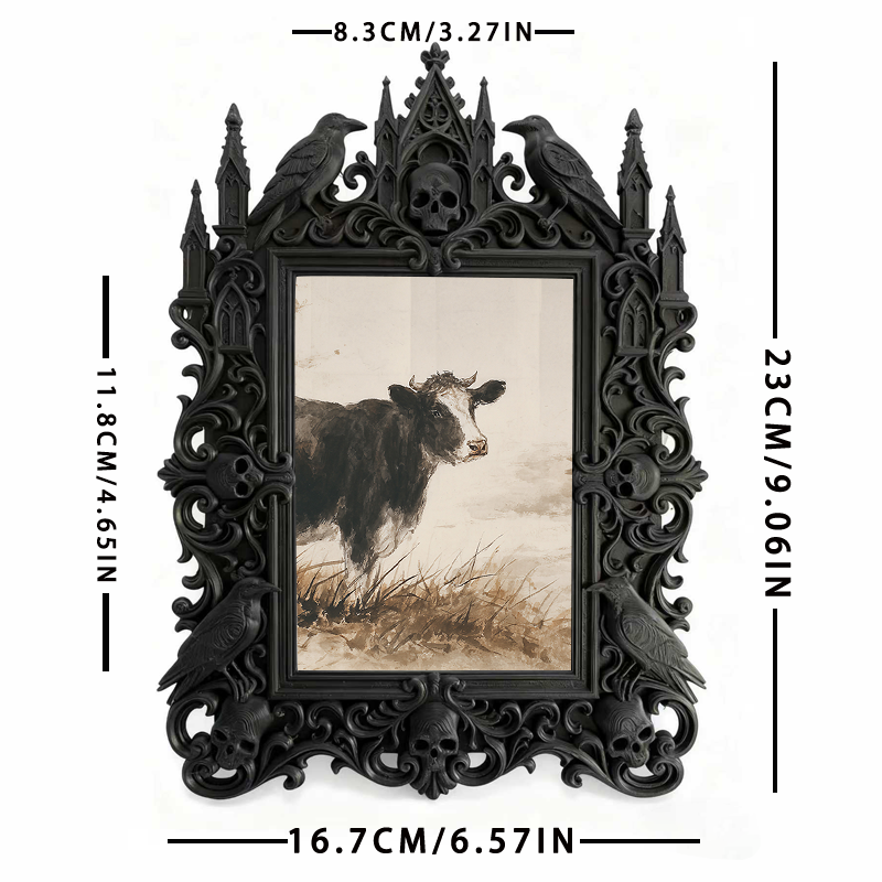 One-of-a-kind Gothic Dark-style Photo Frame | Witchy Herbal Bath Soak Shop Decor, Photo Ornament, Wall-mountable & Tabletop, Portable Frame
