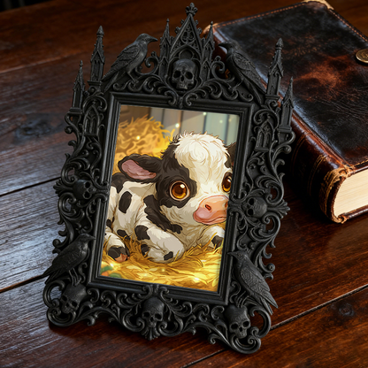 Elegant-spooky Gothic Dark-style Photo Frame | Paranormal Themed Gift Wrap Shop Decor, Photo Ornament, Wall-mountable & Tabletop, Elegant Fr
