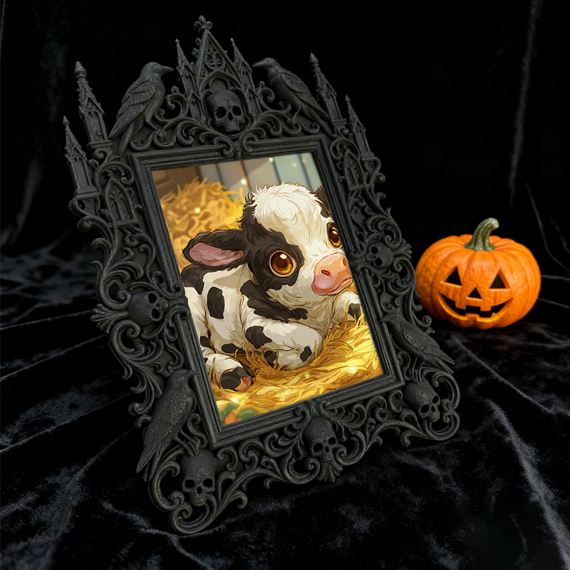 Elegant-spooky Gothic Dark-style Photo Frame | Paranormal Themed Gift Wrap Shop Decor, Photo Ornament, Wall-mountable & Tabletop, Elegant Fr