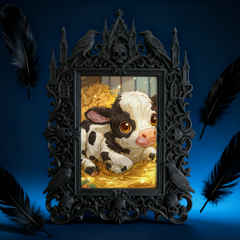 Elegant-spooky Gothic Dark-style Photo Frame | Paranormal Themed Gift Wrap Shop Decor, Photo Ornament, Wall-mountable & Tabletop, Elegant Fr