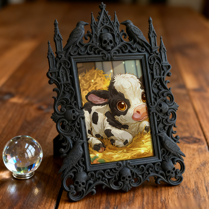 Elegant-spooky Gothic Dark-style Photo Frame | Paranormal Themed Gift Wrap Shop Decor, Photo Ornament, Wall-mountable & Tabletop, Elegant Fr