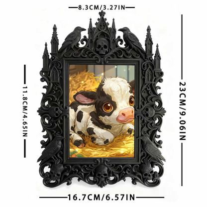 Elegant-spooky Gothic Dark-style Photo Frame | Paranormal Themed Gift Wrap Shop Decor, Photo Ornament, Wall-mountable & Tabletop, Elegant Fr