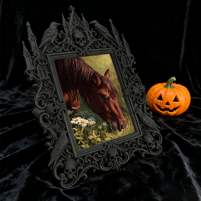 Bold-eye-catching Gothic Dark-style Photo Frame | Dark Fantasy Board Game Expansion Shop Decor, Photo Ornament, Wall-mountable & Tabletop, C