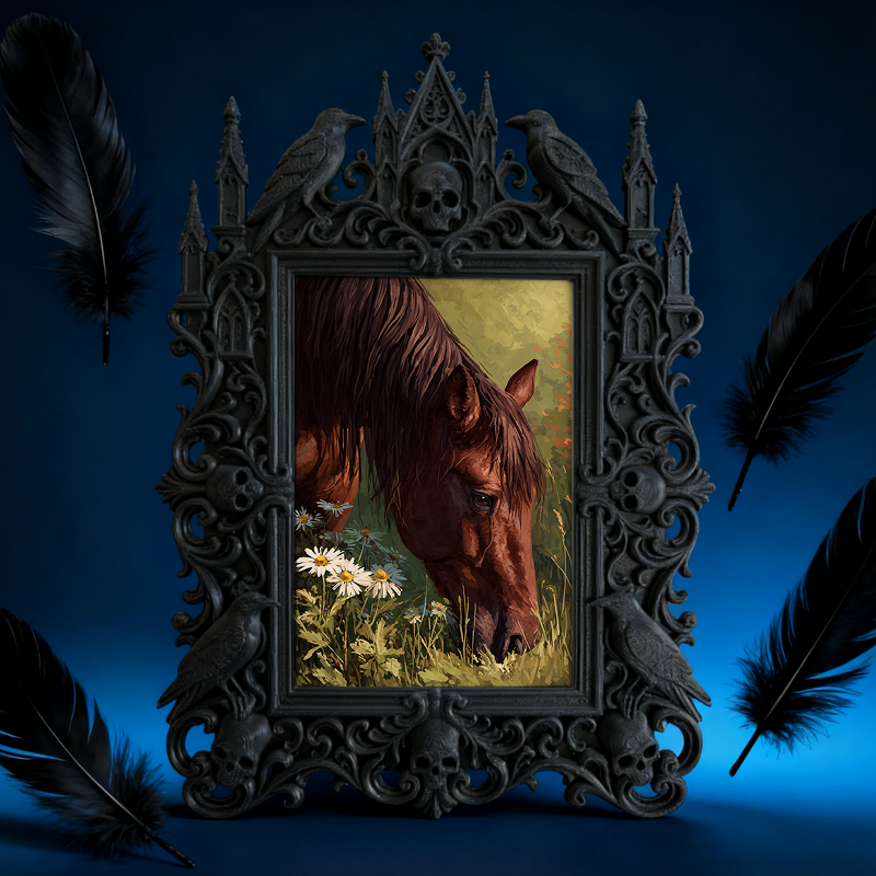 Bold-eye-catching Gothic Dark-style Photo Frame | Dark Fantasy Board Game Expansion Shop Decor, Photo Ornament, Wall-mountable & Tabletop, C