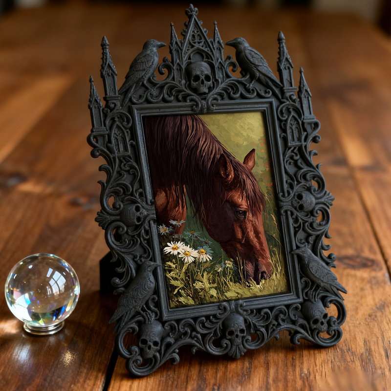 Bold-eye-catching Gothic Dark-style Photo Frame | Dark Fantasy Board Game Expansion Shop Decor, Photo Ornament, Wall-mountable & Tabletop, C