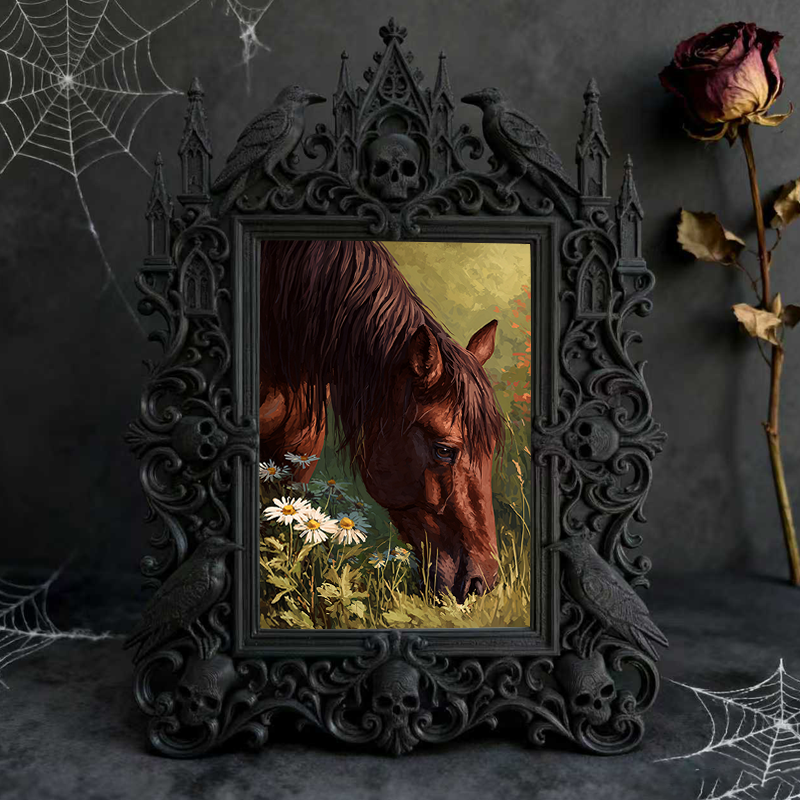 Bold-eye-catching Gothic Dark-style Photo Frame | Dark Fantasy Board Game Expansion Shop Decor, Photo Ornament, Wall-mountable & Tabletop, C
