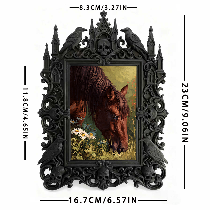 Bold-eye-catching Gothic Dark-style Photo Frame | Dark Fantasy Board Game Expansion Shop Decor, Photo Ornament, Wall-mountable & Tabletop, C
