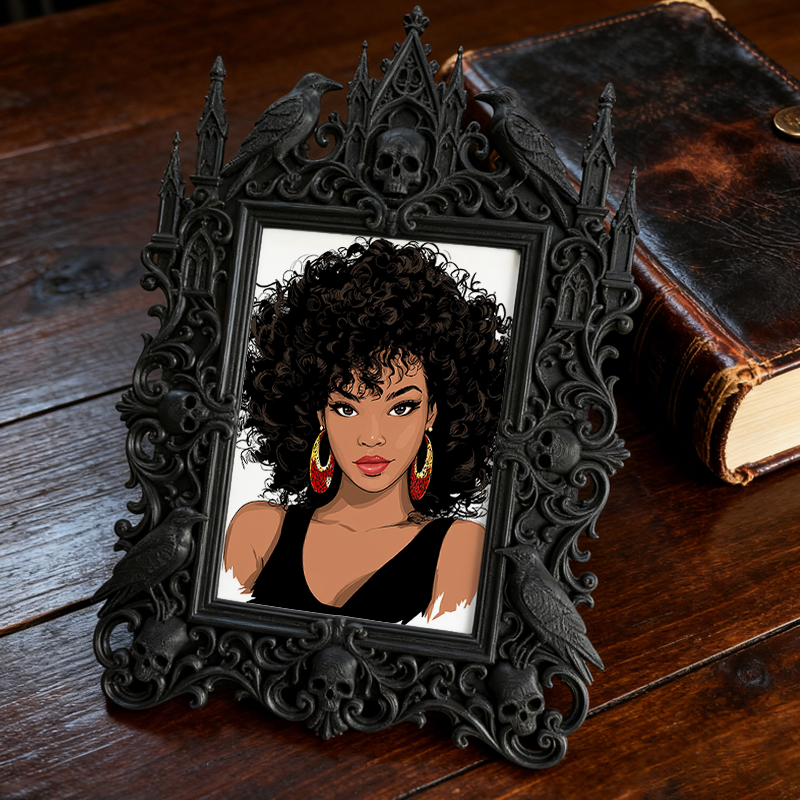 Cute-spooky Gothic Dark-style Photo Frame | Gothic Pet Halloween Pumpkin Costume Shop Decor, Photo Ornament, Dual-use Display, Cute Frame