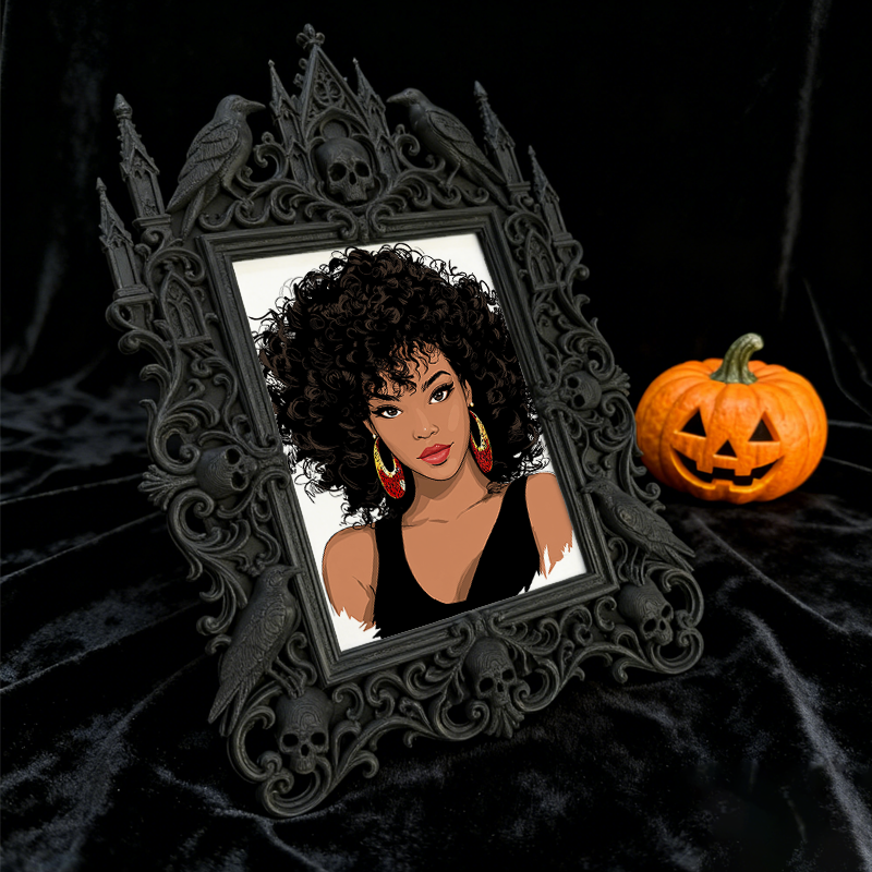 Cute-spooky Gothic Dark-style Photo Frame | Gothic Pet Halloween Pumpkin Costume Shop Decor, Photo Ornament, Dual-use Display, Cute Frame