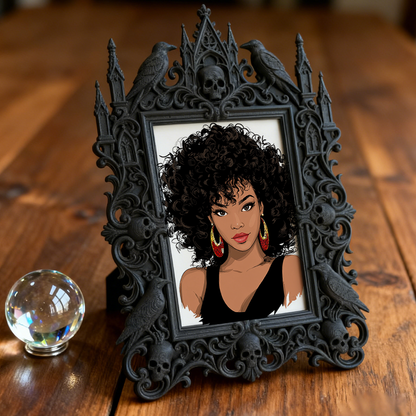 Cute-spooky Gothic Dark-style Photo Frame | Gothic Pet Halloween Pumpkin Costume Shop Decor, Photo Ornament, Dual-use Display, Cute Frame