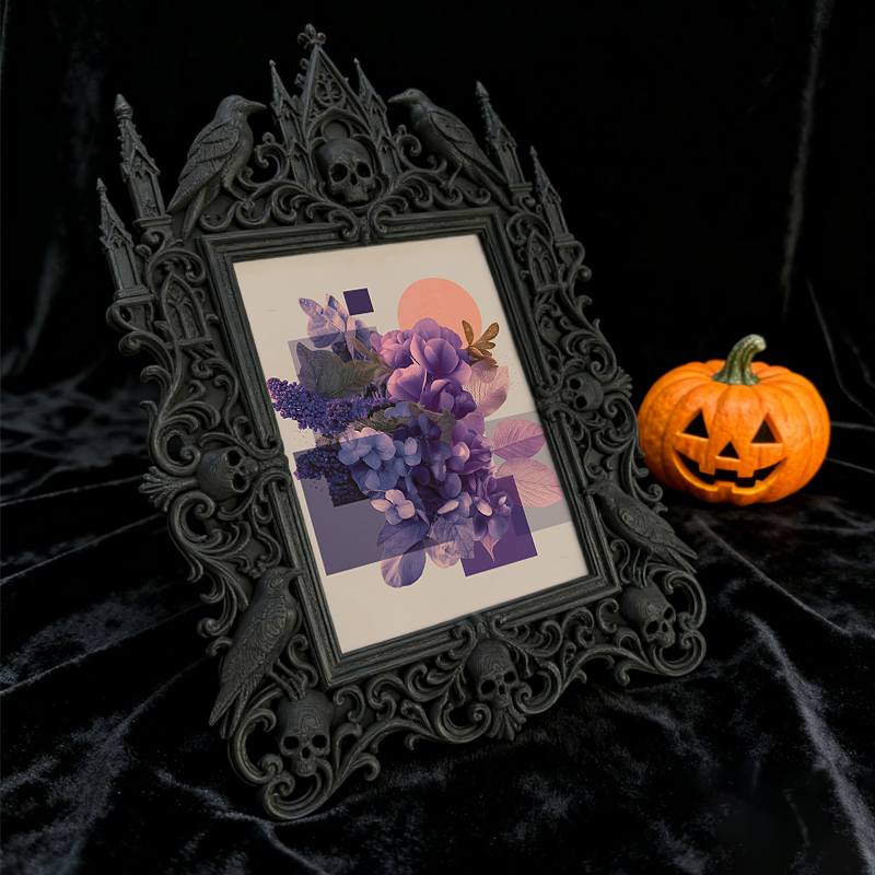 Viral-favorite Gothic Dark-style Photo Frame | Gothic Living Room Bookshelf Decor, Photo Ornament, Wall-mountable & Tabletop, Plastic Frame