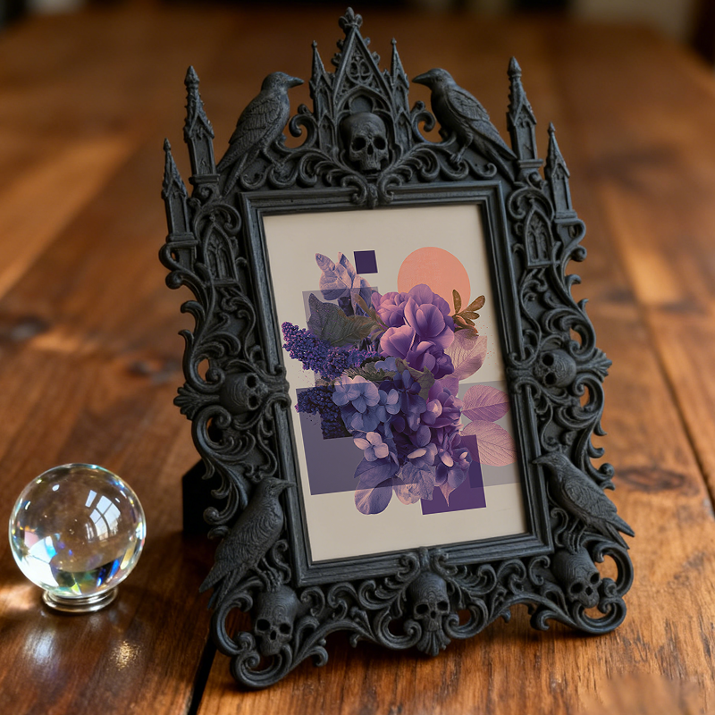 Viral-favorite Gothic Dark-style Photo Frame | Gothic Living Room Bookshelf Decor, Photo Ornament, Wall-mountable & Tabletop, Plastic Frame