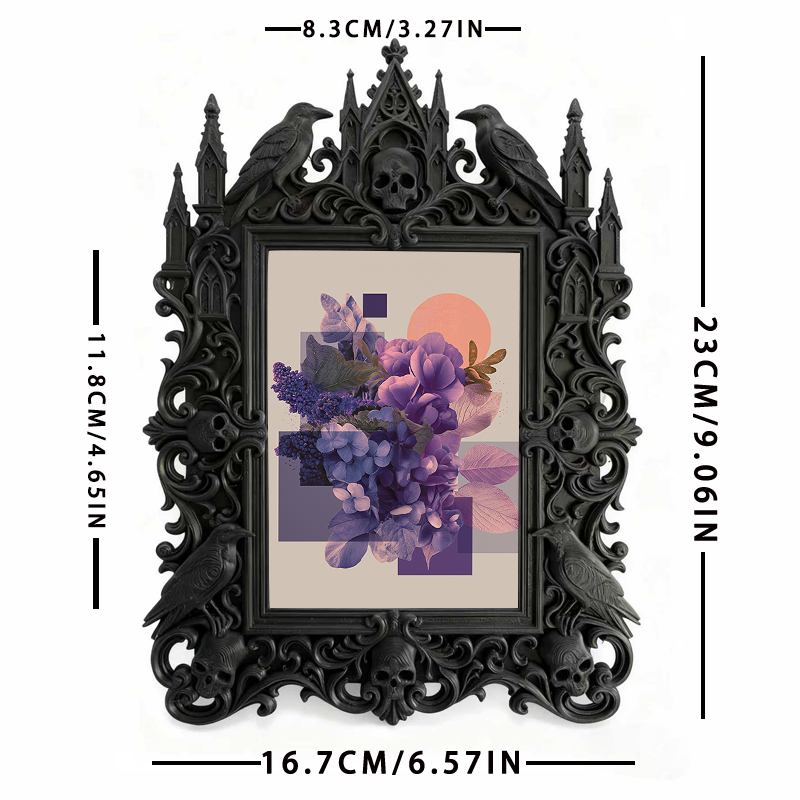 Viral-favorite Gothic Dark-style Photo Frame | Gothic Living Room Bookshelf Decor, Photo Ornament, Wall-mountable & Tabletop, Plastic Frame