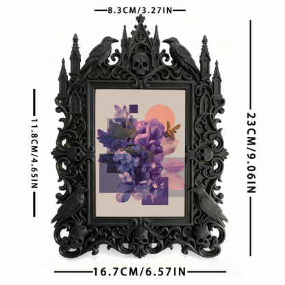 Viral-favorite Gothic Dark-style Photo Frame | Gothic Living Room Bookshelf Decor, Photo Ornament, Wall-mountable & Tabletop, Plastic Frame