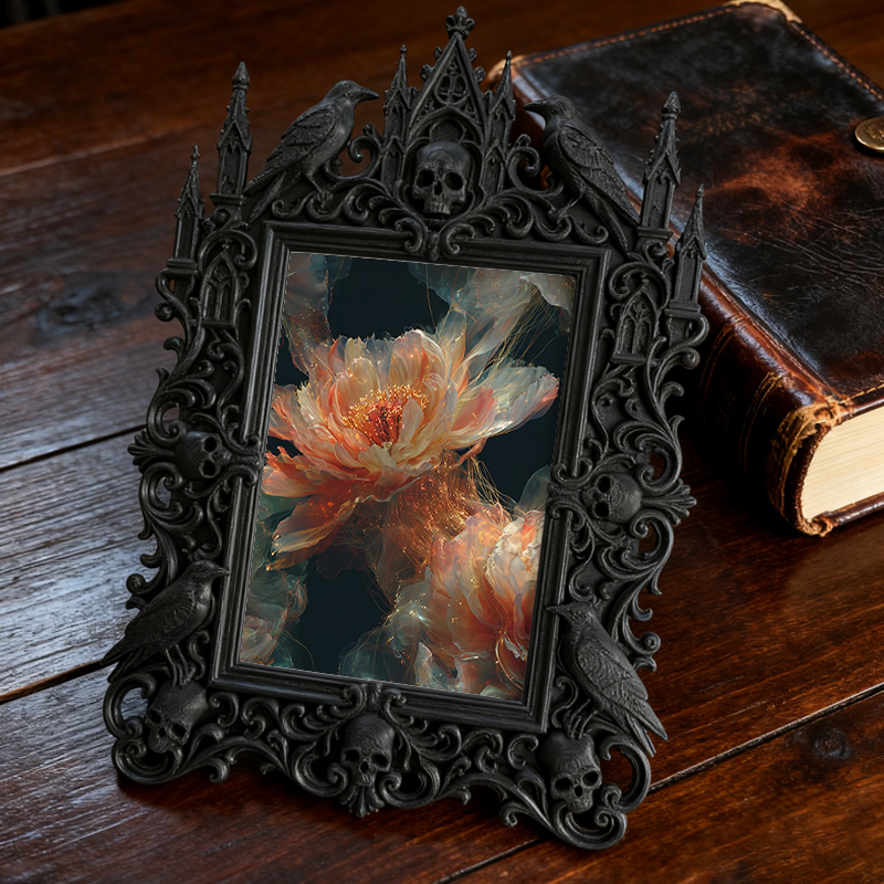 Insta-popular Gothic Dark-style Photo Frame | Dark Academia Dormitory Desk Organizer Decor, Photo Ornament, Wall/Table Dual-use, Durable Fra