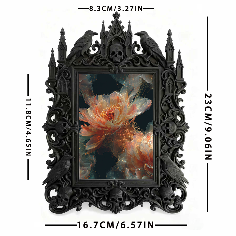 Insta-popular Gothic Dark-style Photo Frame | Dark Academia Dormitory Desk Organizer Decor, Photo Ornament, Wall/Table Dual-use, Durable Fra