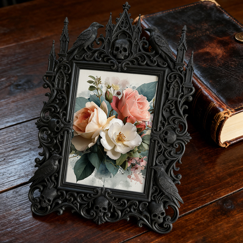 Trend-alert Gothic Dark-style Photo Frame | Dark Academia Study Room Wall Decor, Photo Ornament, Wall/Table Dual-use, Eco-friendly Frame
