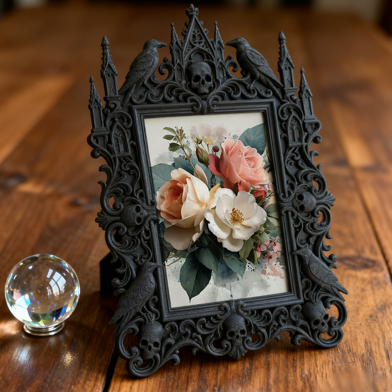 Trend-alert Gothic Dark-style Photo Frame | Dark Academia Study Room Wall Decor, Photo Ornament, Wall/Table Dual-use, Eco-friendly Frame