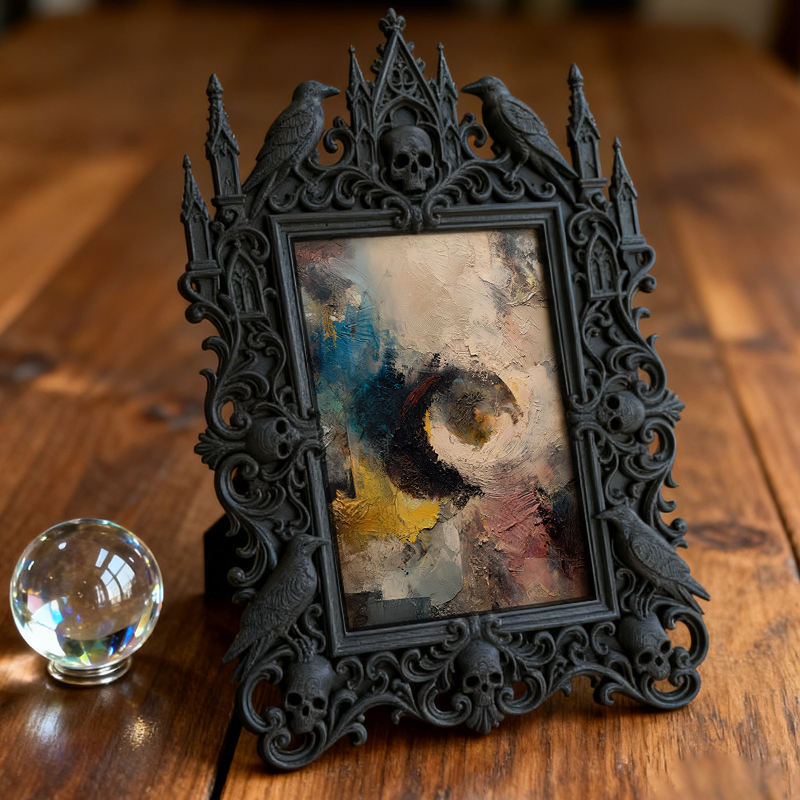 Must-snag Gothic Dark-style Photo Frame | Gothic Balcony Table Decor, Photo Ornament, Wall-mountable & Tabletop, Slim Frame