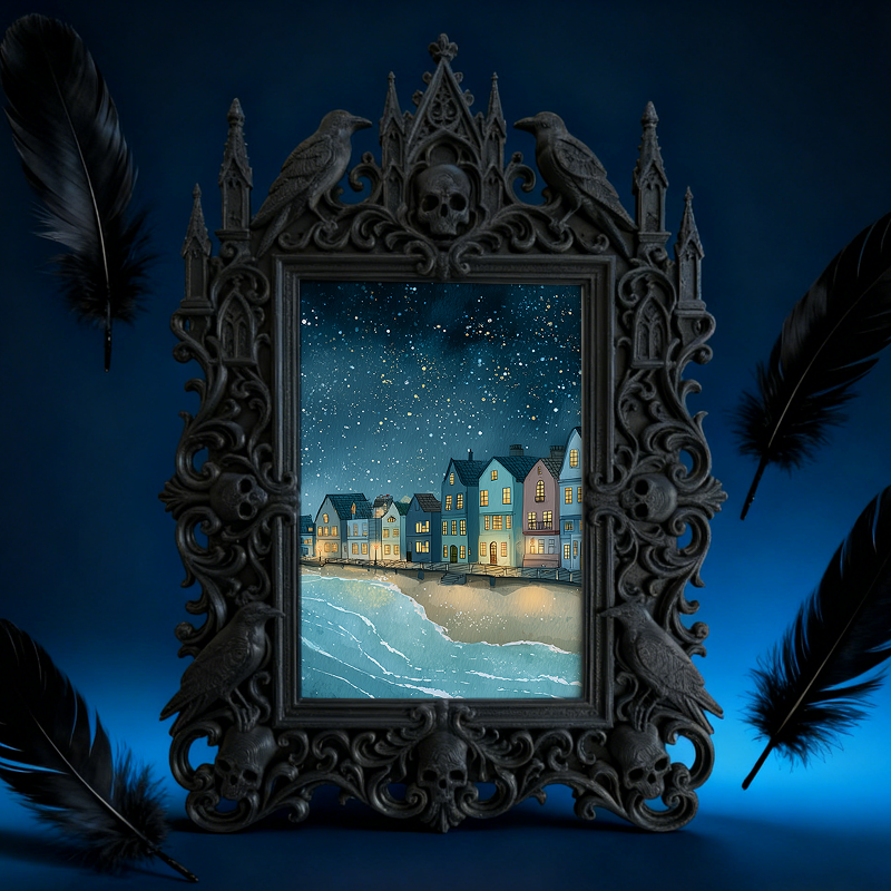 5-star-hit Gothic Dark-style Photo Frame | Werewolf-themed Cabin Living Room Decor, Photo Ornament, Dual-use Display, Sturdy Frame