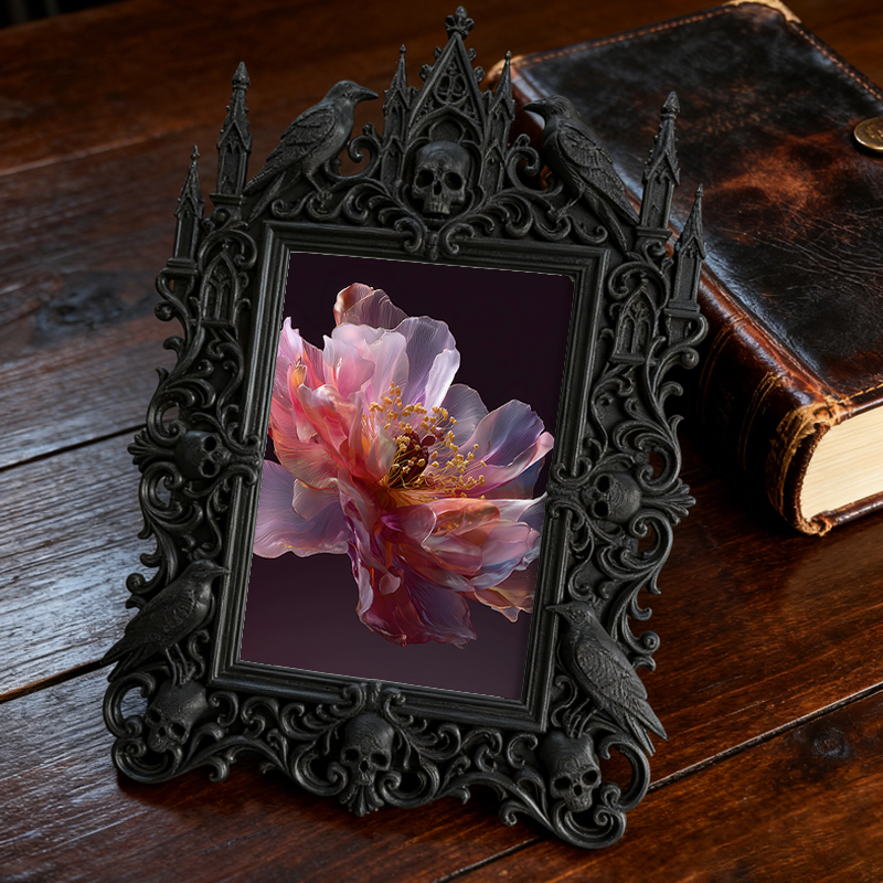 Rare-find Gothic Dark-style Photo Frame | Gothic Garage Storage Shelf Decor, Photo Ornament, Wall/Table Dual-use, Rustic Frame