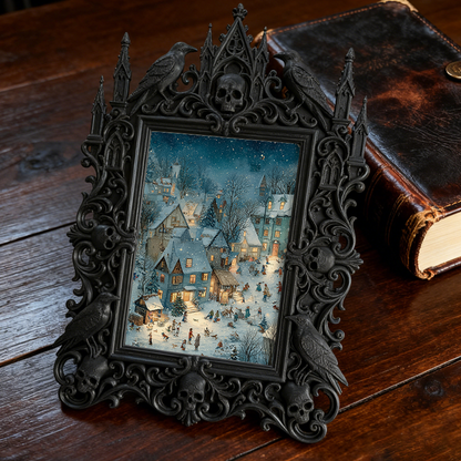 Reel-hit Gothic Dark-style Photo Frame | Gothic Kids’ Ghost Themed Bedroom Decor, Photo Ornament, Wall-mountable & Tabletop, High-gloss Fram