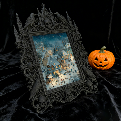 Reel-hit Gothic Dark-style Photo Frame | Gothic Kids’ Ghost Themed Bedroom Decor, Photo Ornament, Wall-mountable & Tabletop, High-gloss Fram