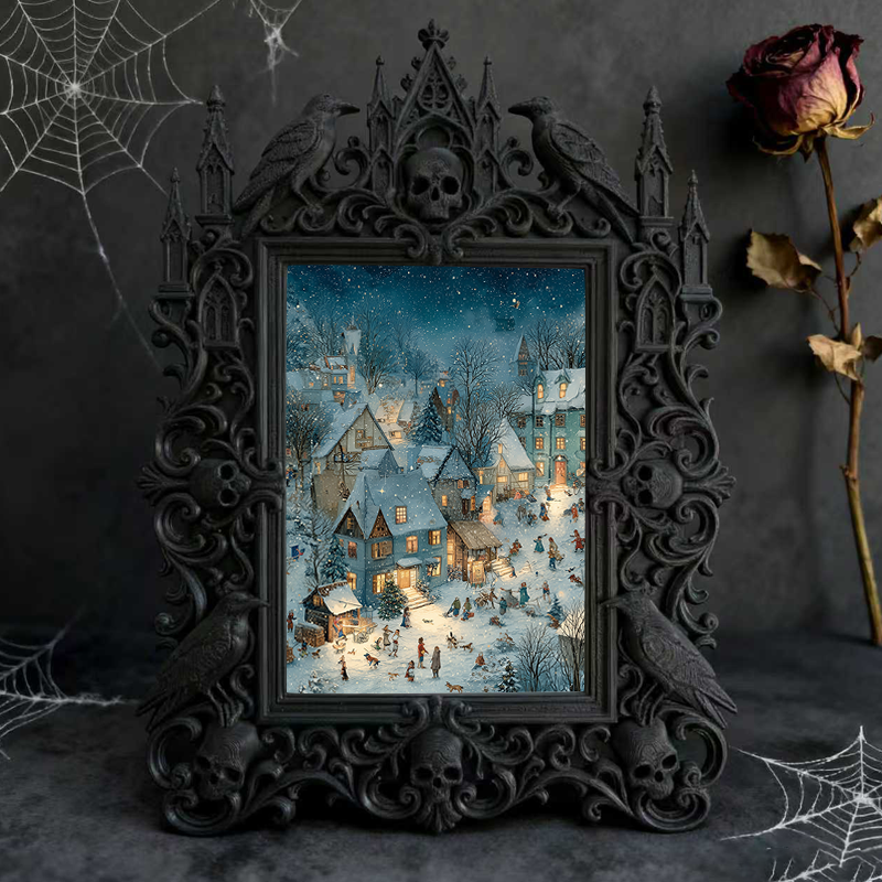 Reel-hit Gothic Dark-style Photo Frame | Gothic Kids’ Ghost Themed Bedroom Decor, Photo Ornament, Wall-mountable & Tabletop, High-gloss Fram