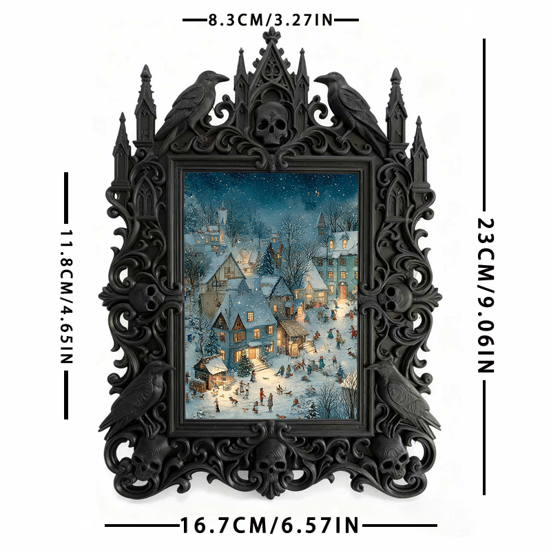 Reel-hit Gothic Dark-style Photo Frame | Gothic Kids’ Ghost Themed Bedroom Decor, Photo Ornament, Wall-mountable & Tabletop, High-gloss Fram