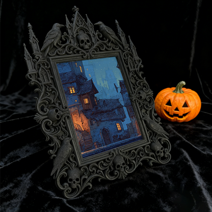 Edgy-classic Gothic Dark-style Photo Frame | Horror Movie Fan Cave Console Table Decor, Photo Ornament, Dual-use Display, Minimalist Frame