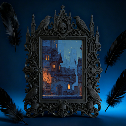 Edgy-classic Gothic Dark-style Photo Frame | Horror Movie Fan Cave Console Table Decor, Photo Ornament, Dual-use Display, Minimalist Frame