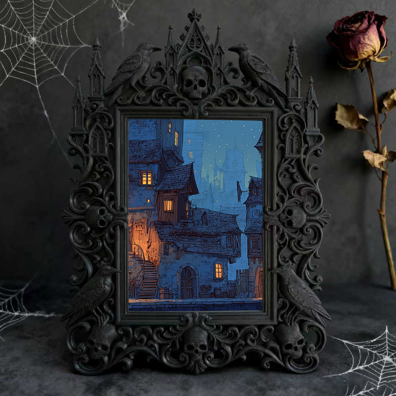 Edgy-classic Gothic Dark-style Photo Frame | Horror Movie Fan Cave Console Table Decor, Photo Ornament, Dual-use Display, Minimalist Frame