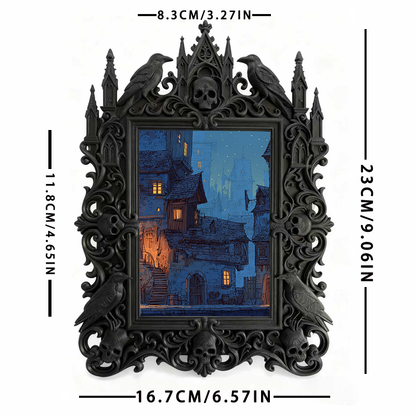 Edgy-classic Gothic Dark-style Photo Frame | Horror Movie Fan Cave Console Table Decor, Photo Ornament, Dual-use Display, Minimalist Frame
