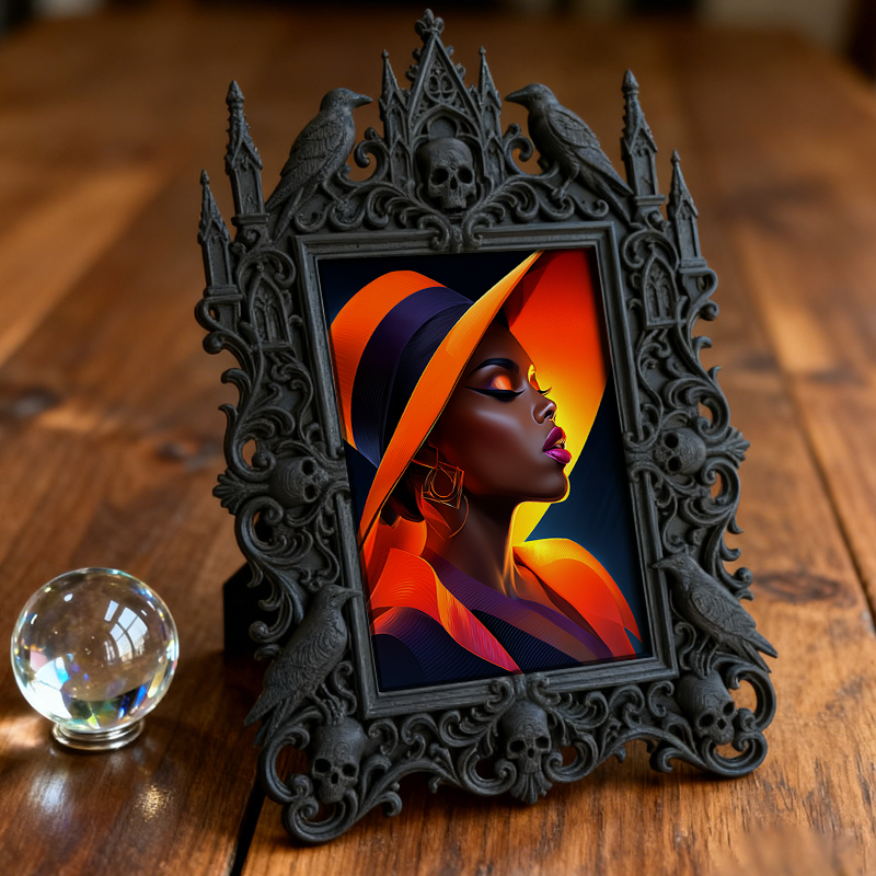 Luxe-dark-chic Gothic Dark-style Photo Frame | Dark Academia Bookcase Door Decor, Photo Ornament, Wall-mountable & Tabletop, Practical Frame