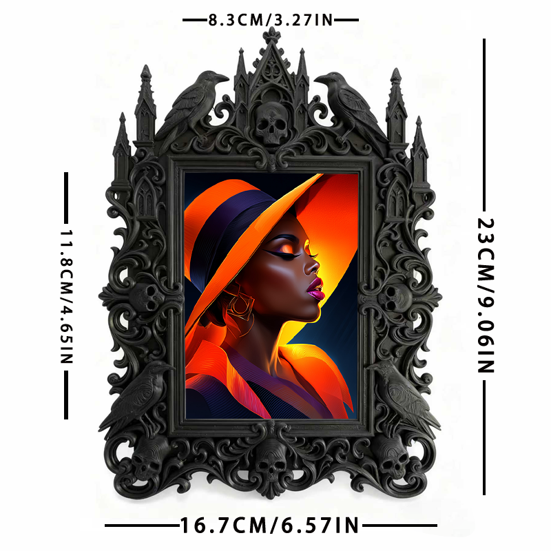 Luxe-dark-chic Gothic Dark-style Photo Frame | Dark Academia Bookcase Door Decor, Photo Ornament, Wall-mountable & Tabletop, Practical Frame