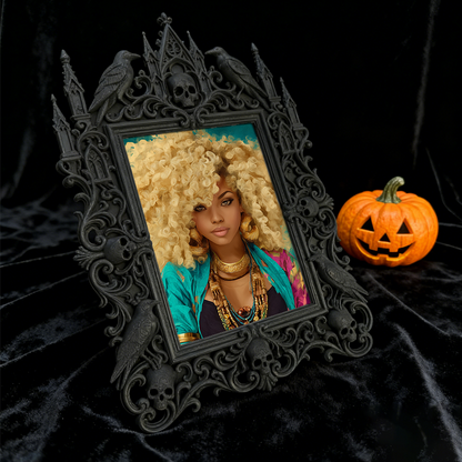 One-of-a-kind-gem Gothic Dark-style Photo Frame | Witchy Kitchen Spice Jar Shelf Decor, Photo Ornament, Wall-mountable & Tabletop, Portable 