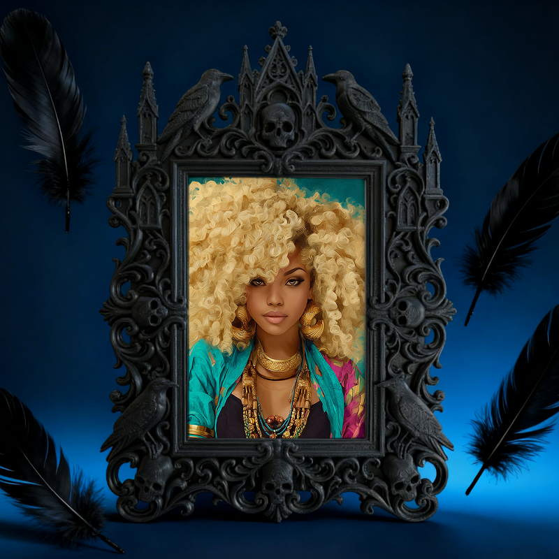 One-of-a-kind-gem Gothic Dark-style Photo Frame | Witchy Kitchen Spice Jar Shelf Decor, Photo Ornament, Wall-mountable & Tabletop, Portable 