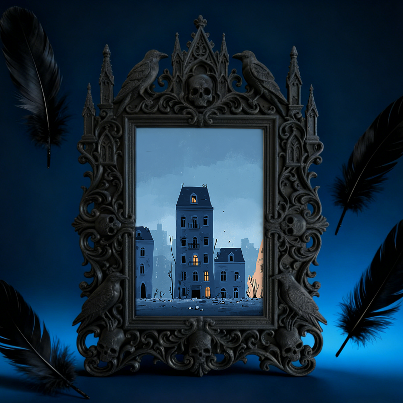 Reel-trending Gothic Dark Frame | Paranormal Meetup Decor, High-gloss