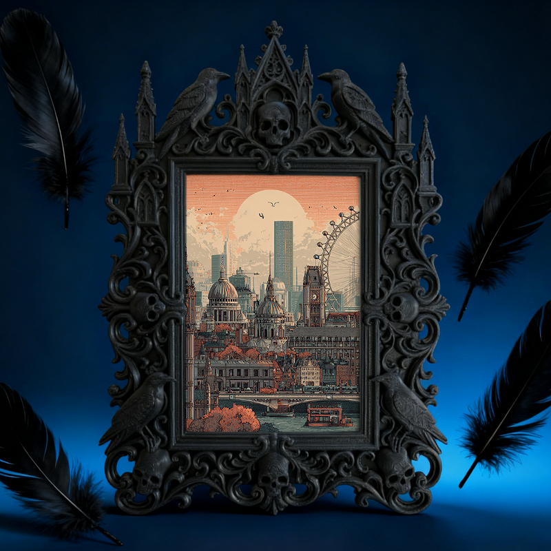 TikTok-trending Gothic Dark Frame | Vampire Themed Trivia Night Decor, Wall-mountable