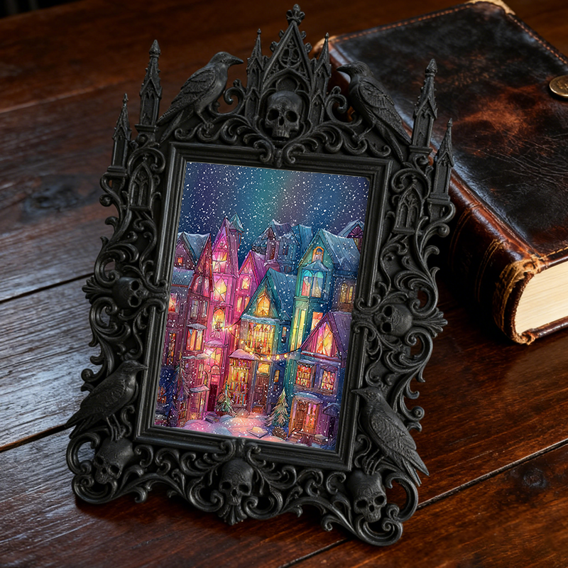 Reel-trending Gothic Dark Frame | Paranormal Podcast Recording Decor, High-gloss