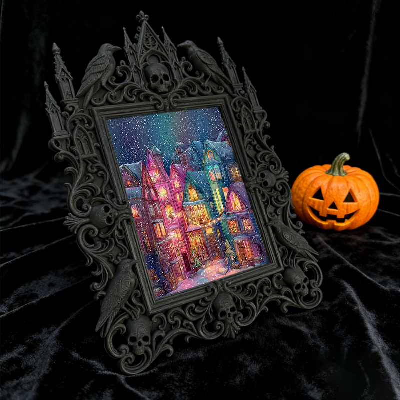Reel-trending Gothic Dark Frame | Paranormal Podcast Recording Decor, High-gloss