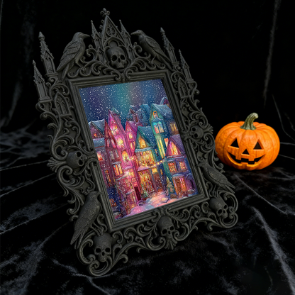 Reel-trending Gothic Dark Frame | Paranormal Podcast Recording Decor, High-gloss