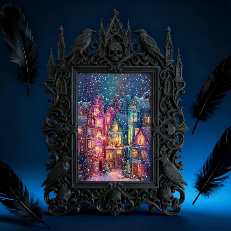 Reel-trending Gothic Dark Frame | Paranormal Podcast Recording Decor, High-gloss